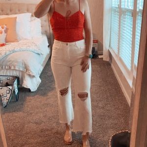 Red and White Polkadot Crop Top